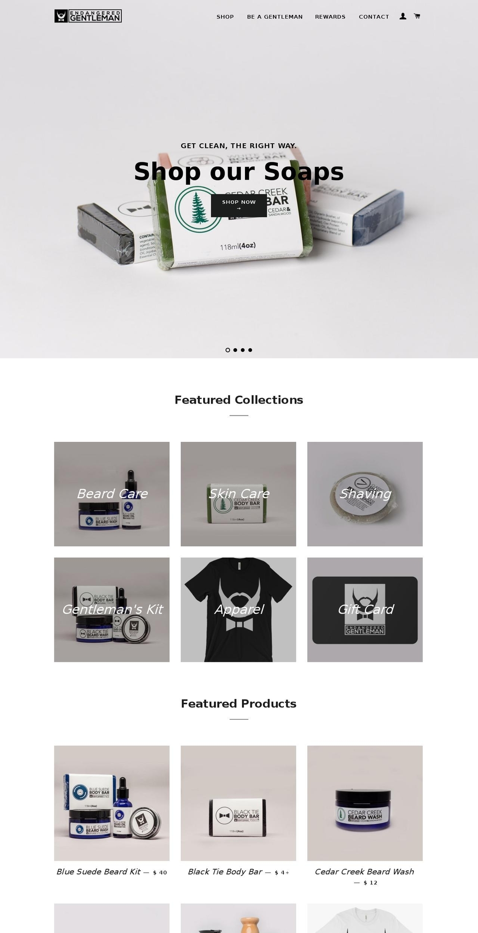 endangeredgentleman.com shopify website screenshot