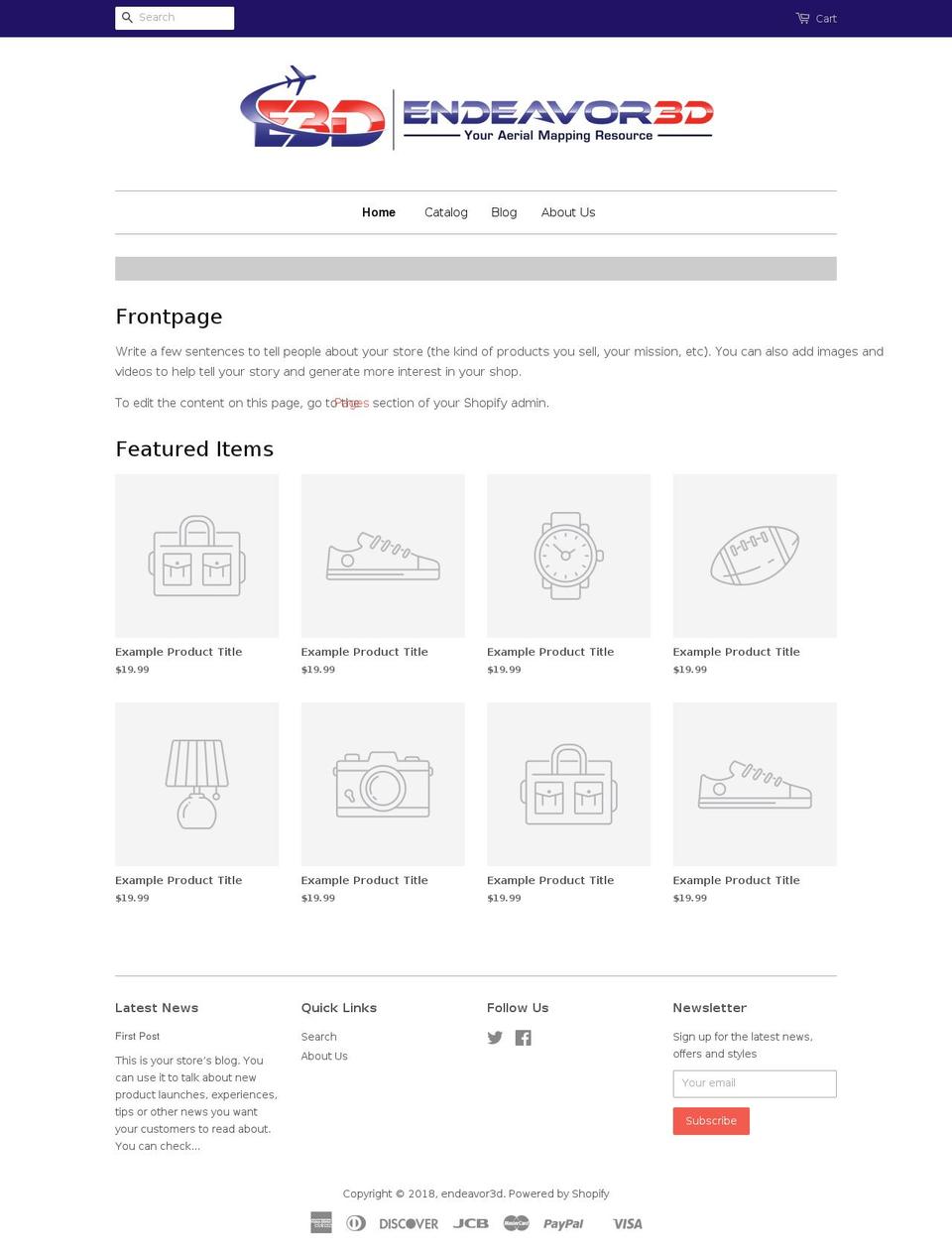 endeavor3d.com — Shopify storefront screenshot