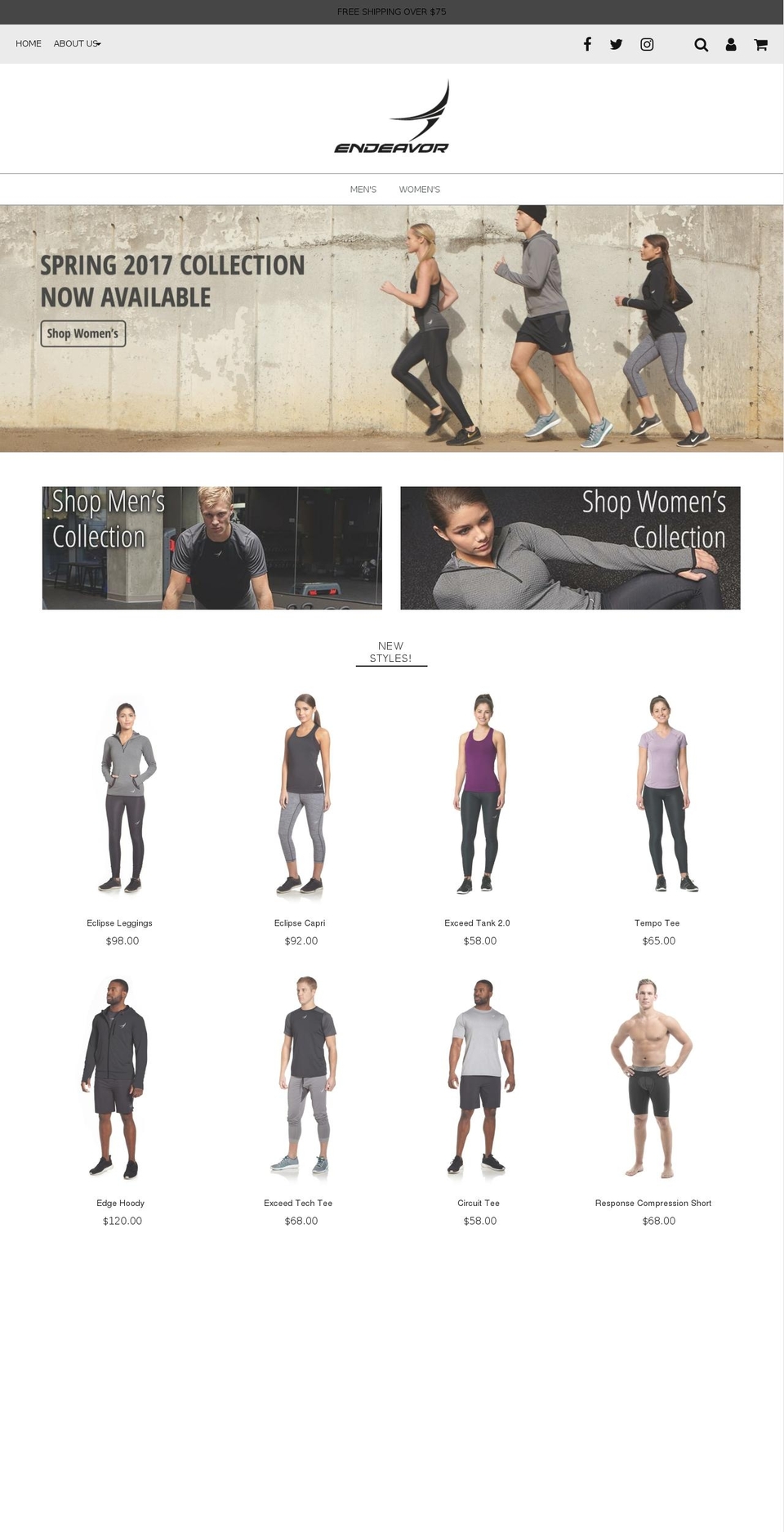 endeavorathletic.com shopify website screenshot