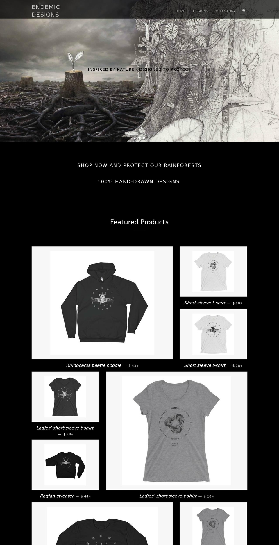 endemicdesigns.com shopify website screenshot
