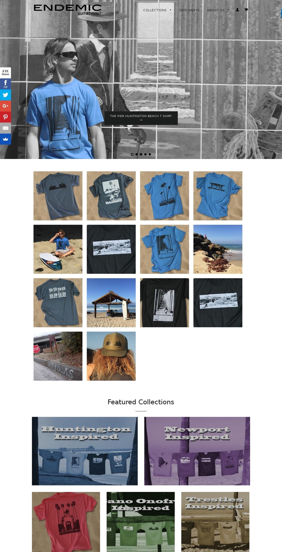 endemicsurfwear.com shopify website screenshot
