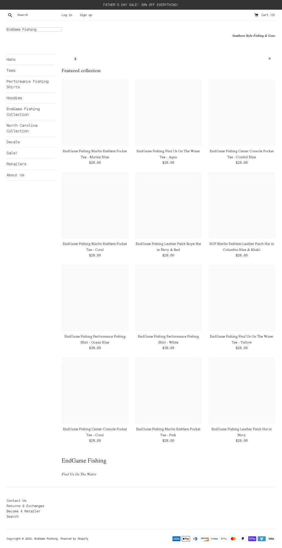 endgamefishing.com shopify website screenshot