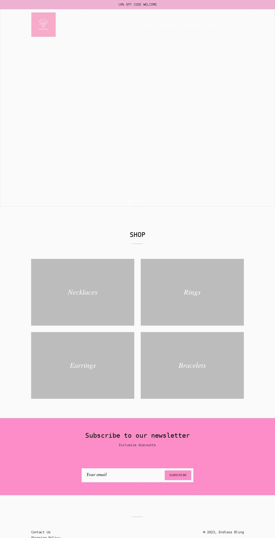 endless-bling.com shopify website screenshot