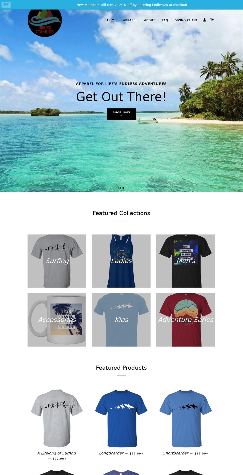 endlessadventuresco.com — Shopify storefront screenshot