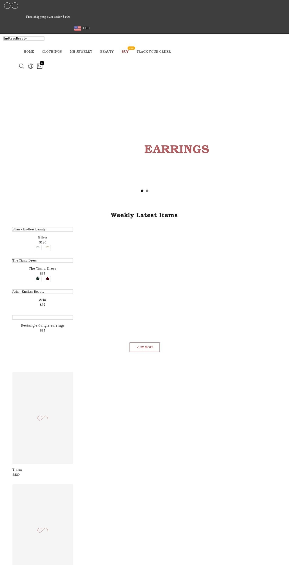 endlessbeautyfashion.com shopify website screenshot