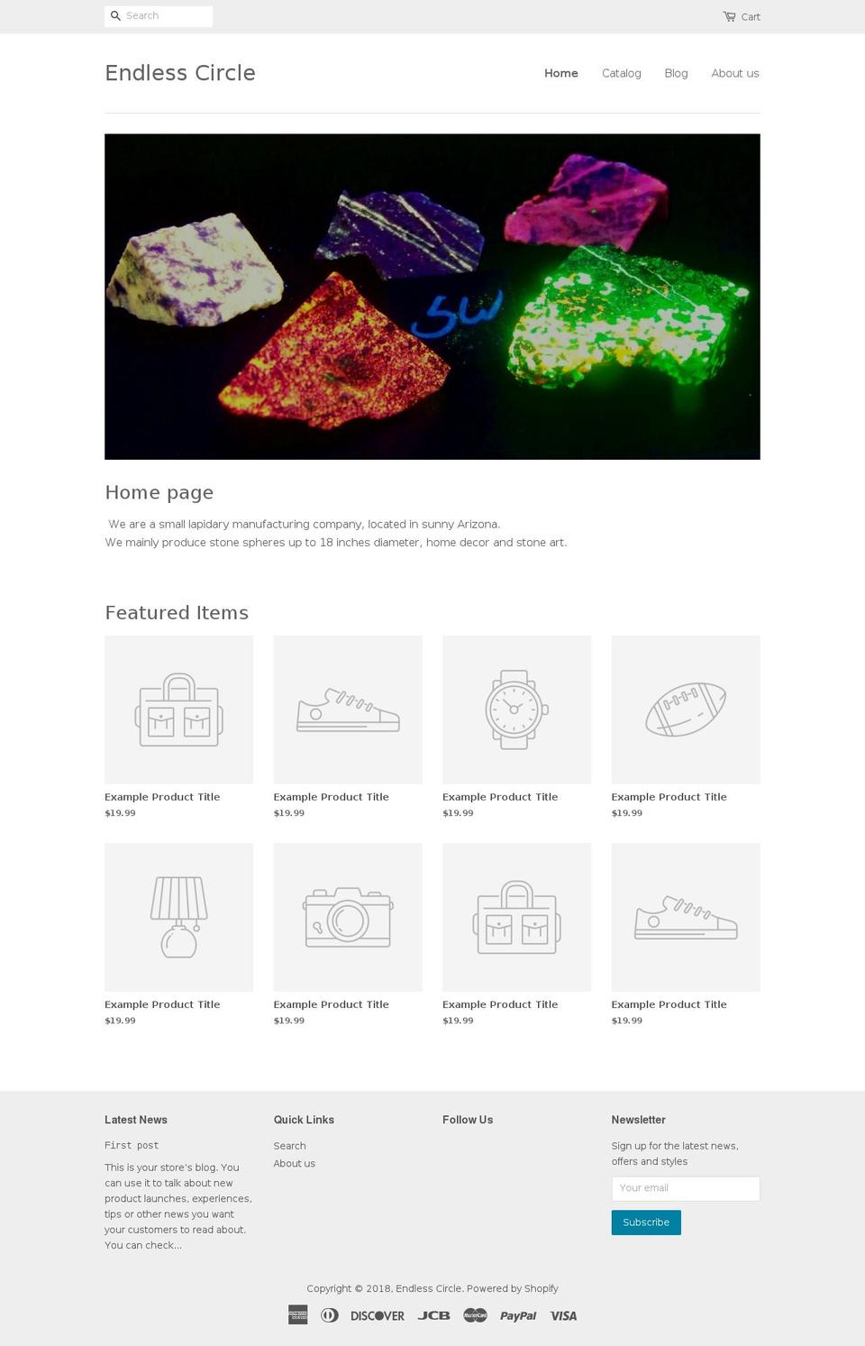 endlesscirclelapidary.com — Shopify storefront screenshot