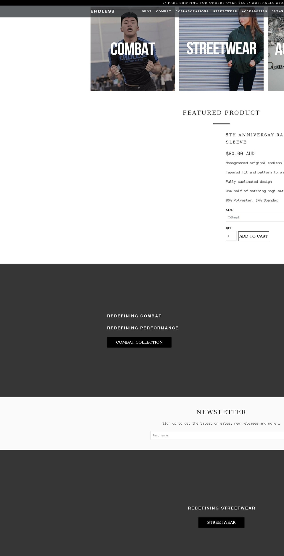 endlesscombat.com shopify website screenshot