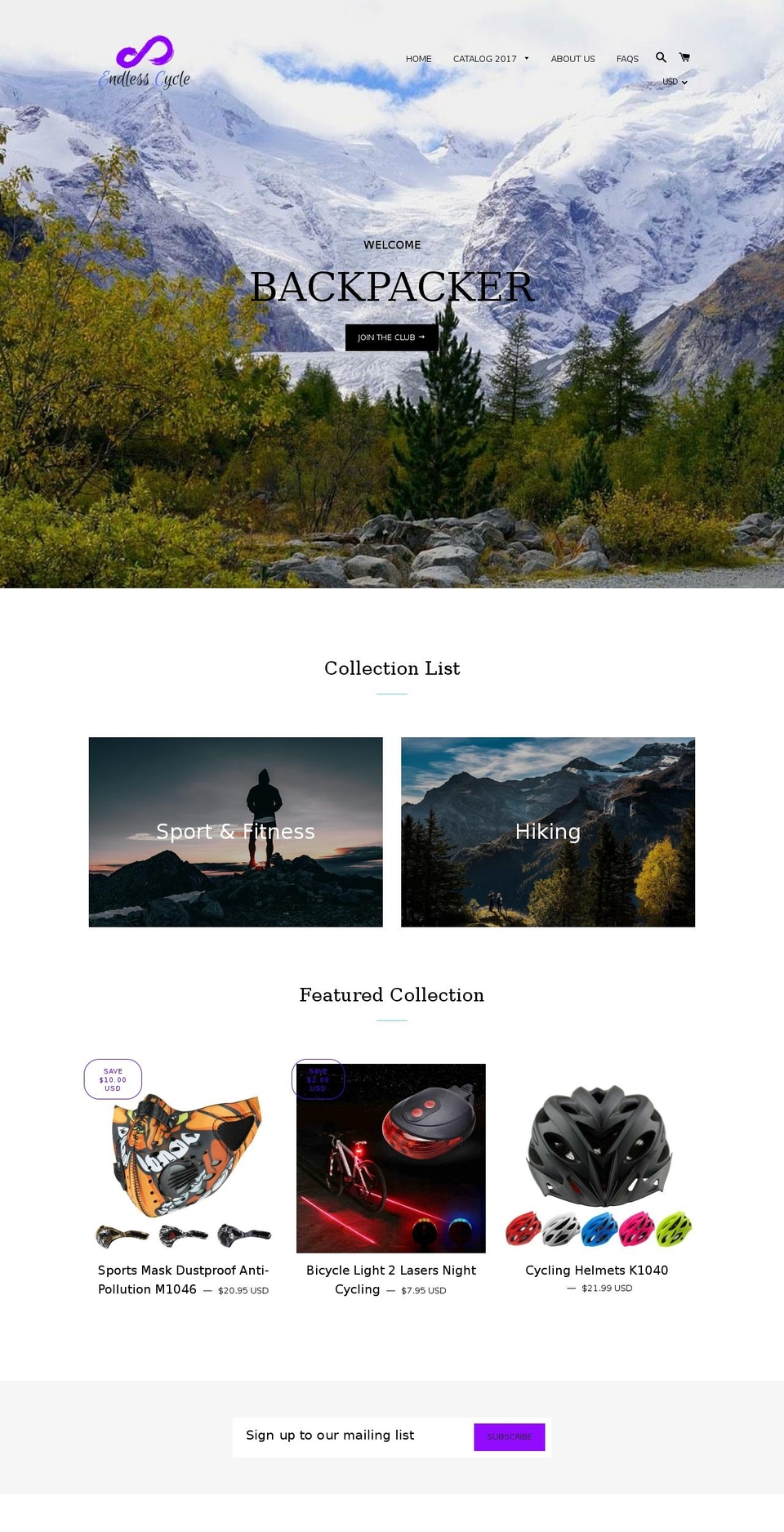 endlesscycler.com — Shopify storefront screenshot