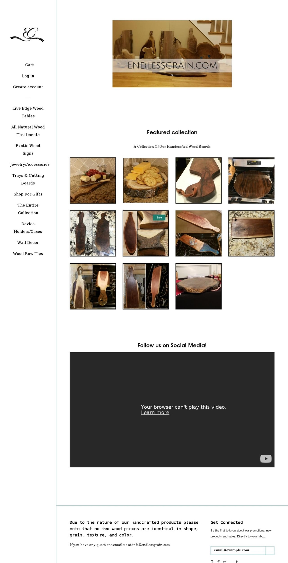 endlessgrain.com — Shopify storefront screenshot