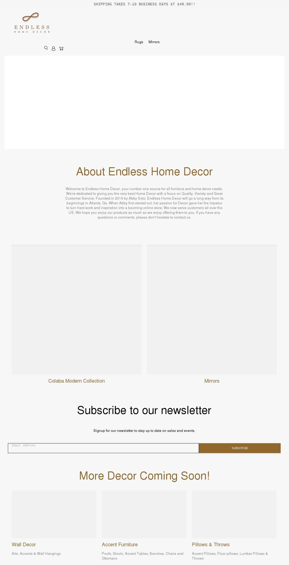 endlesshomedecor.com shopify website screenshot