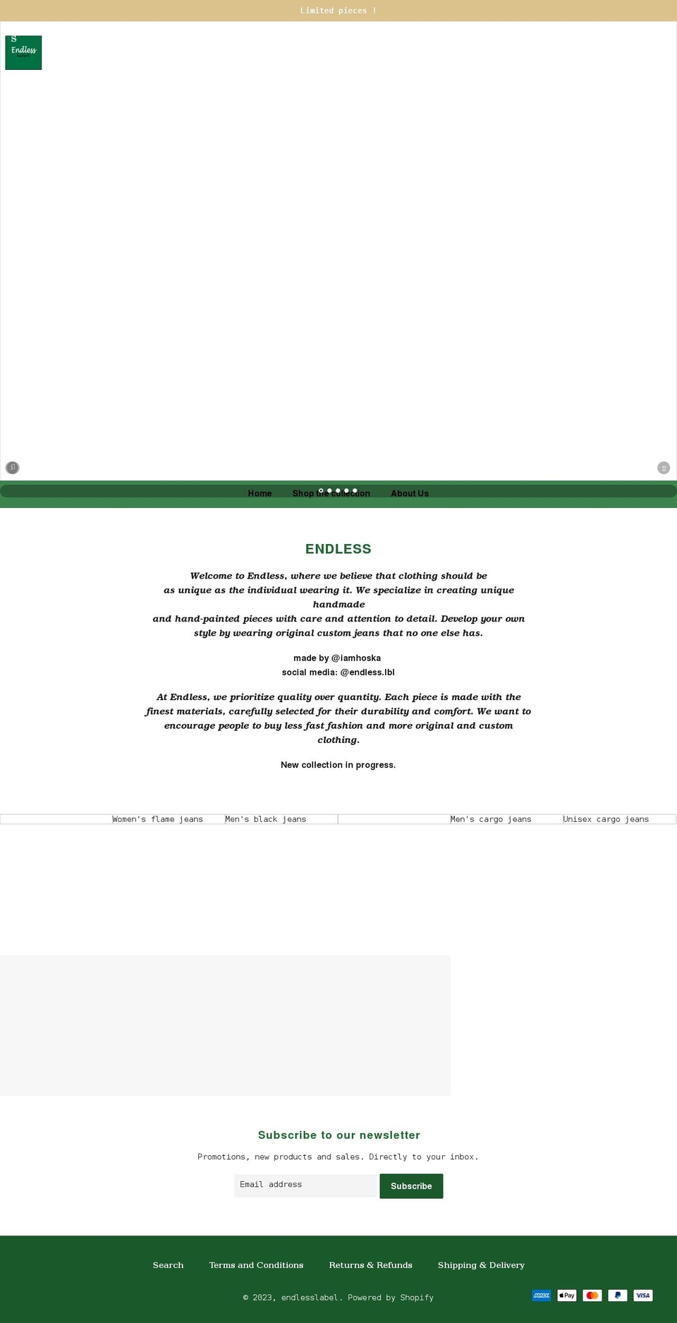 endlesslabel.com shopify website screenshot