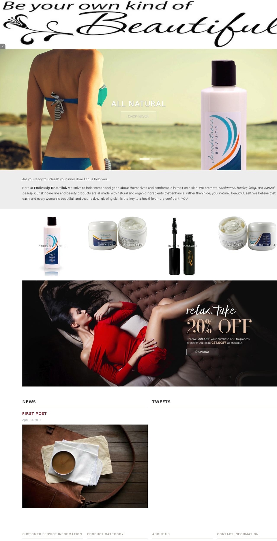 endlesslybeautiful.com shopify website screenshot
