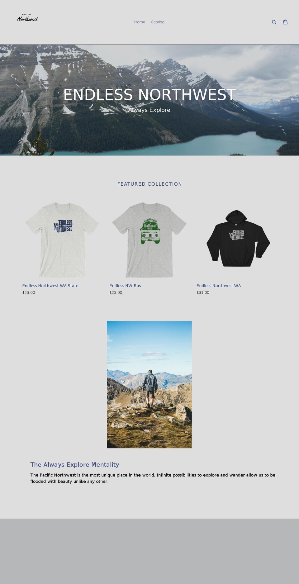 endlessnorthwest.com shopify website screenshot