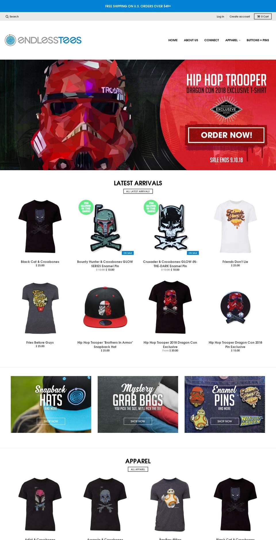 endlesspins.com — Shopify storefront screenshot