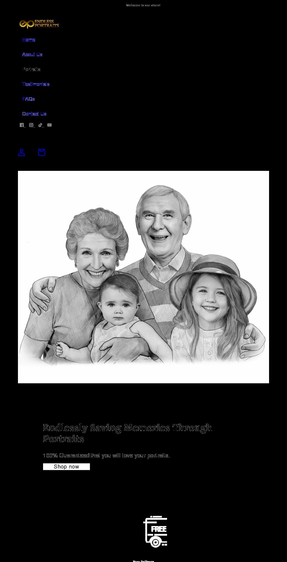 endlessportraits.com shopify website screenshot