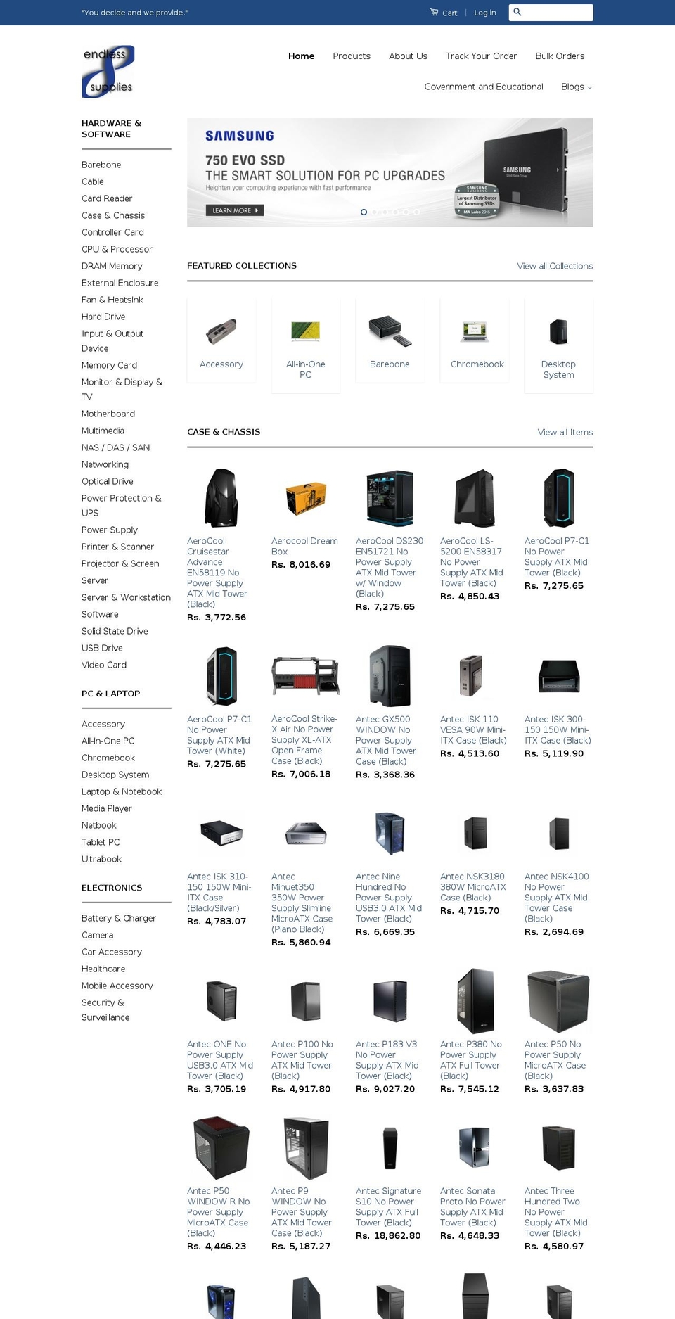 Classic Live Shopify theme site example endlesssupplies.in