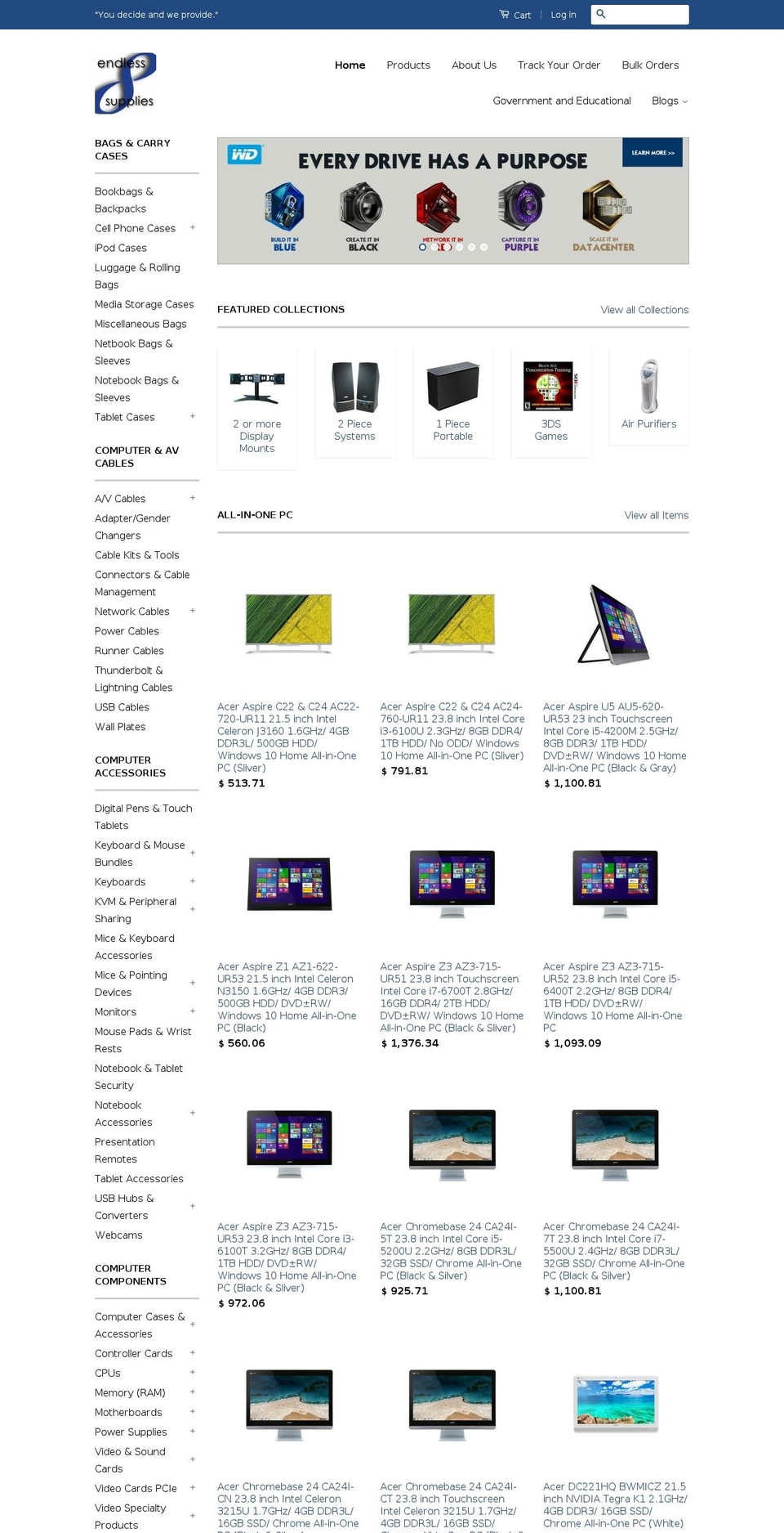 endlesssupplies.mobi shopify website screenshot