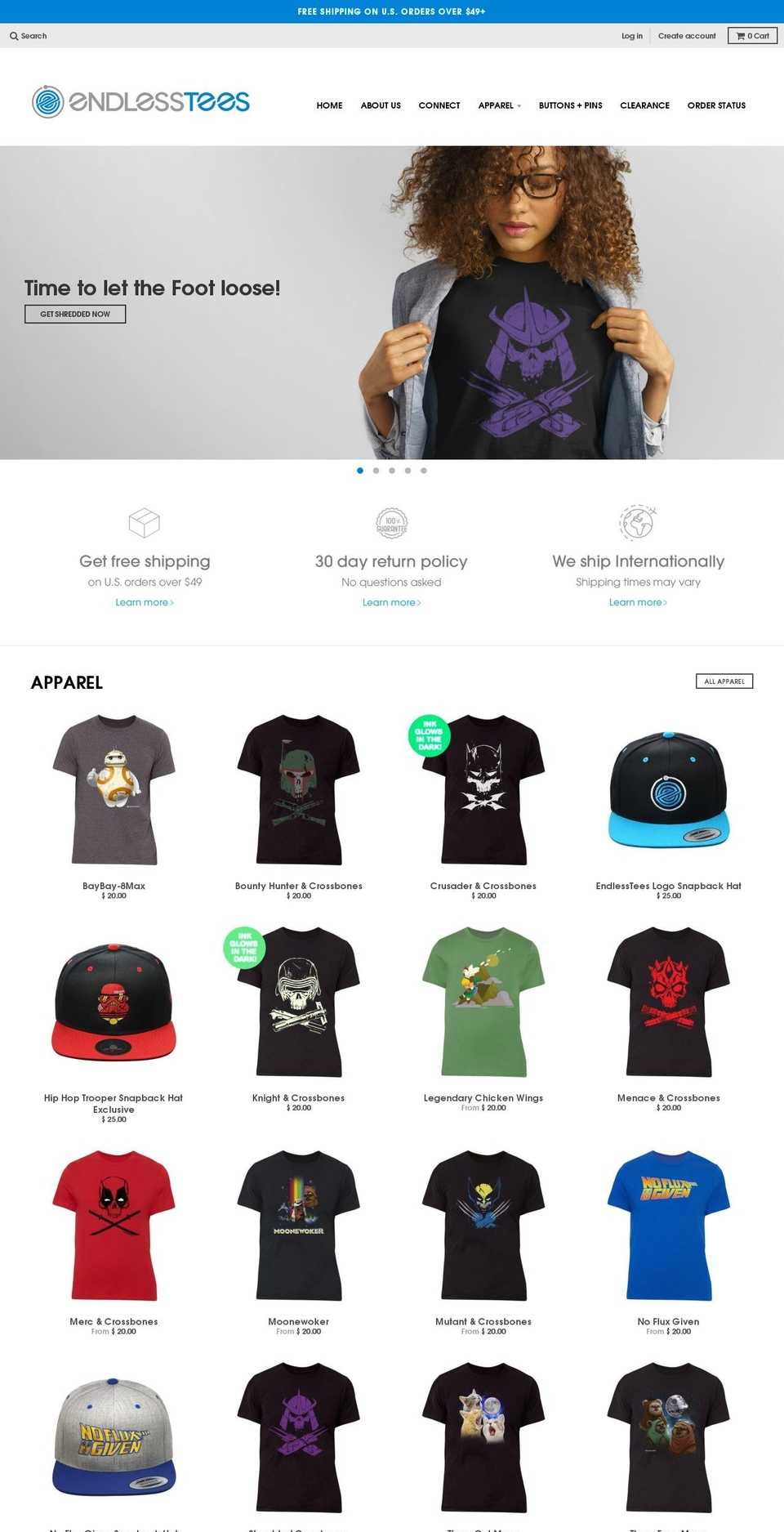 endlesstees.com shopify website screenshot