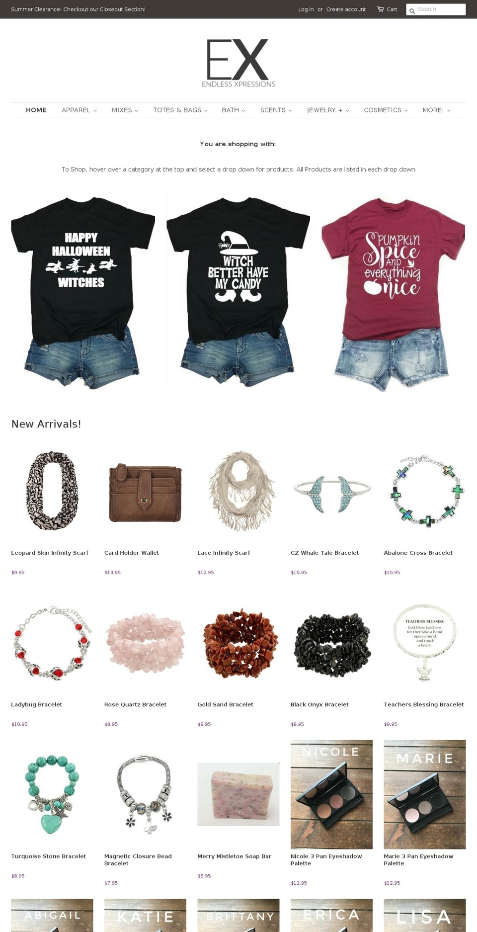 endlessxpressions.com shopify website screenshot