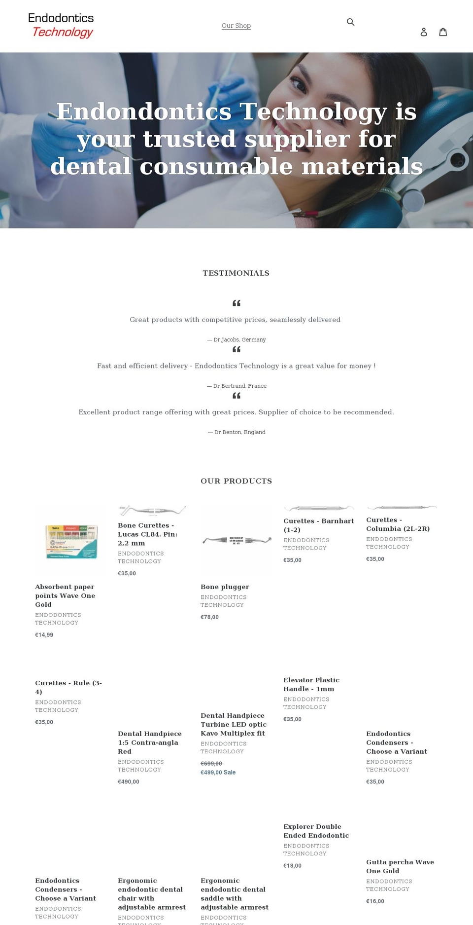 endodonticstechnology.com shopify website screenshot