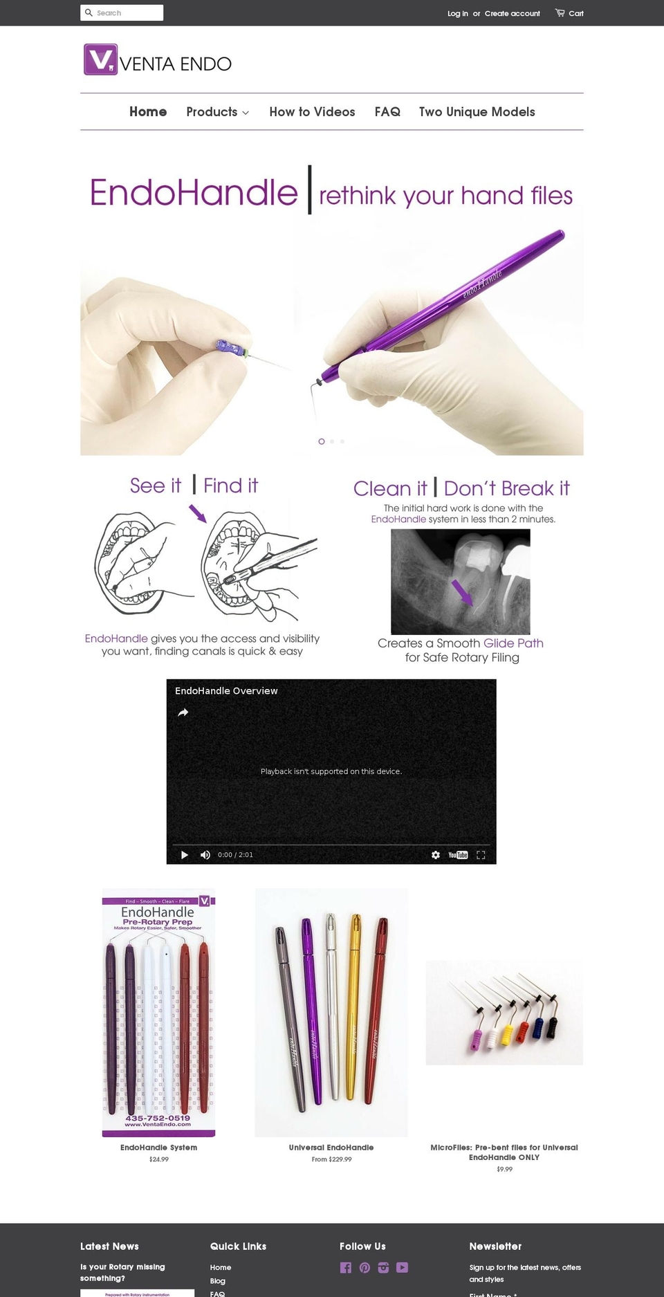 endohandle.com shopify website screenshot