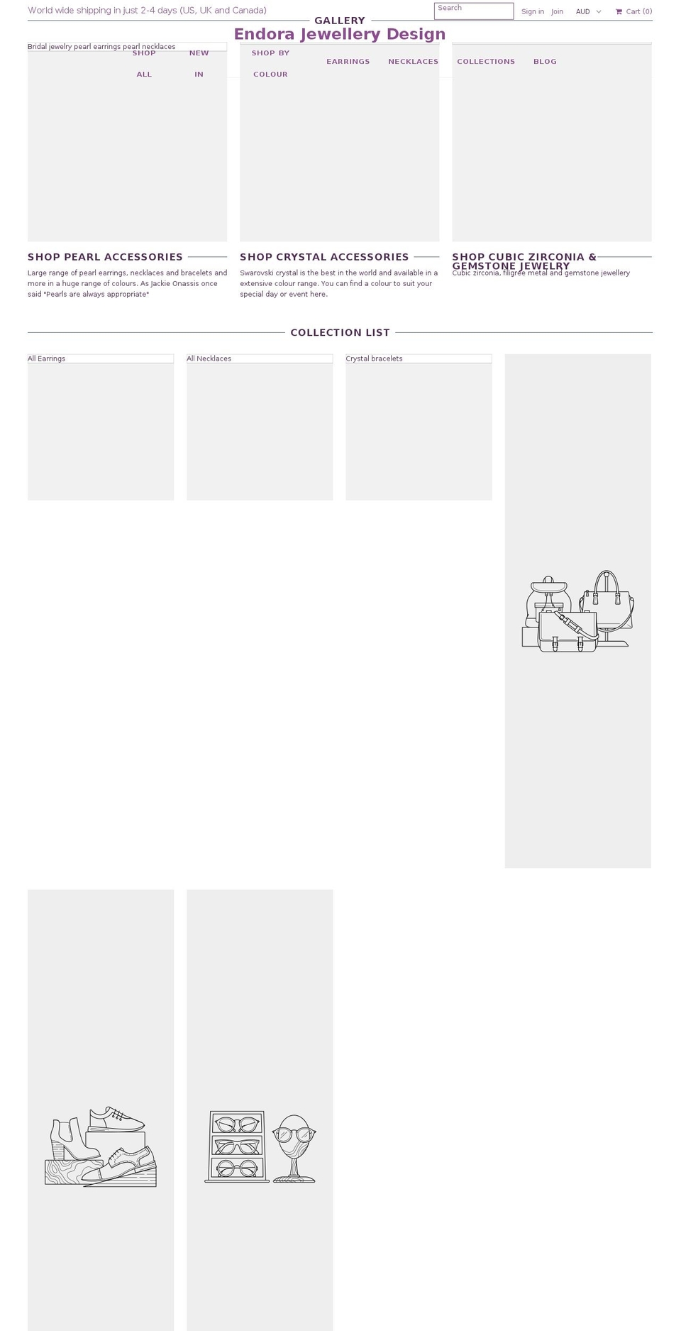 endorajewellerydesign.com — Shopify storefront screenshot