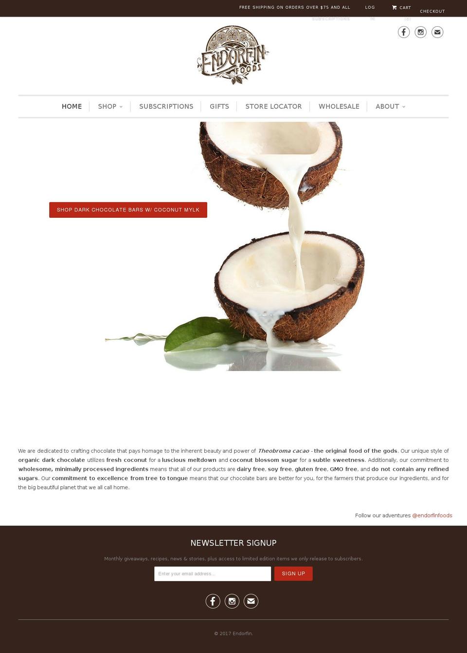 endorfinchocolate.com shopify website screenshot