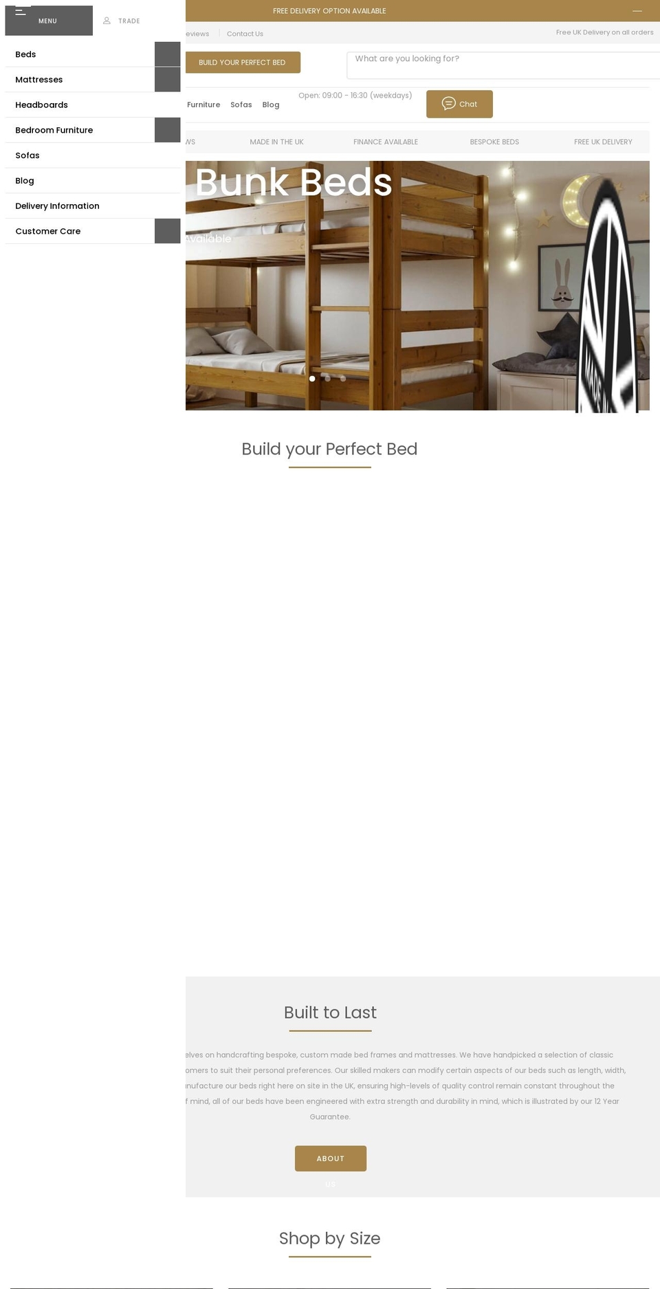 endurancebeds.co.uk shopify website screenshot