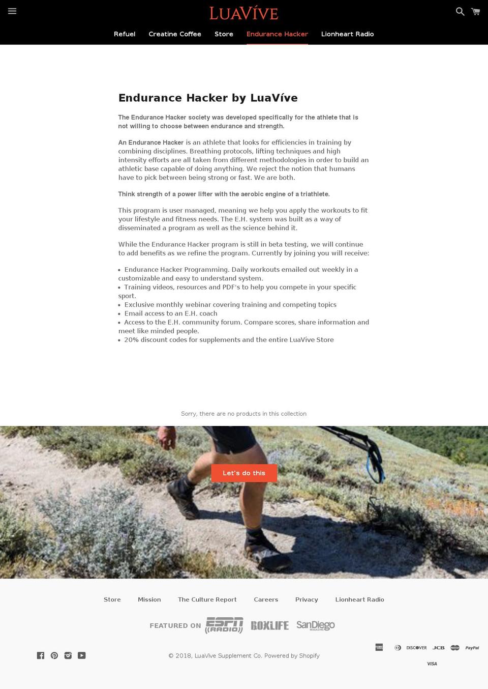 endurancehacker.com — Shopify storefront screenshot