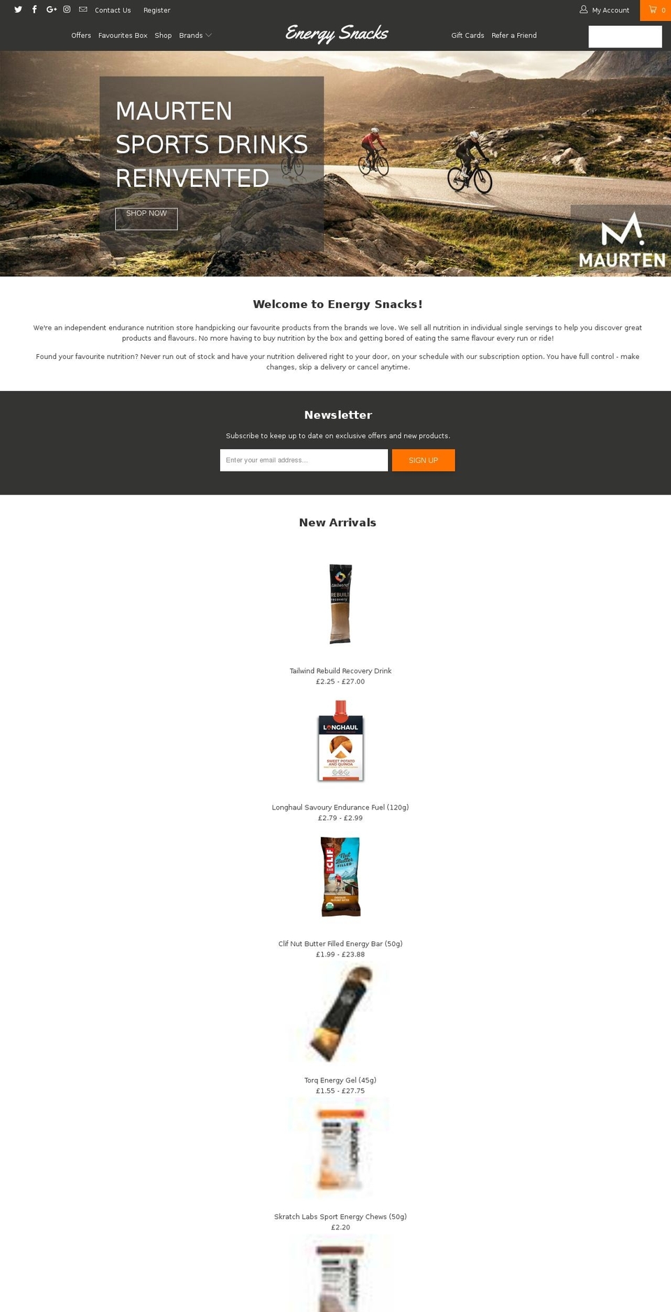 endurancesnacks.com — Shopify storefront screenshot