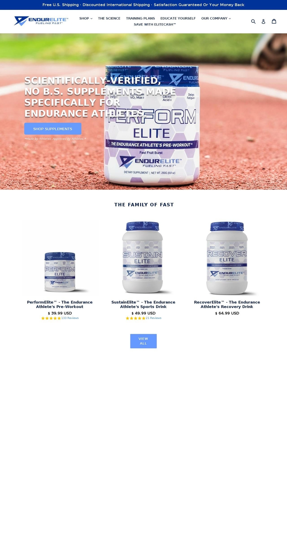 endurelite.com shopify website screenshot