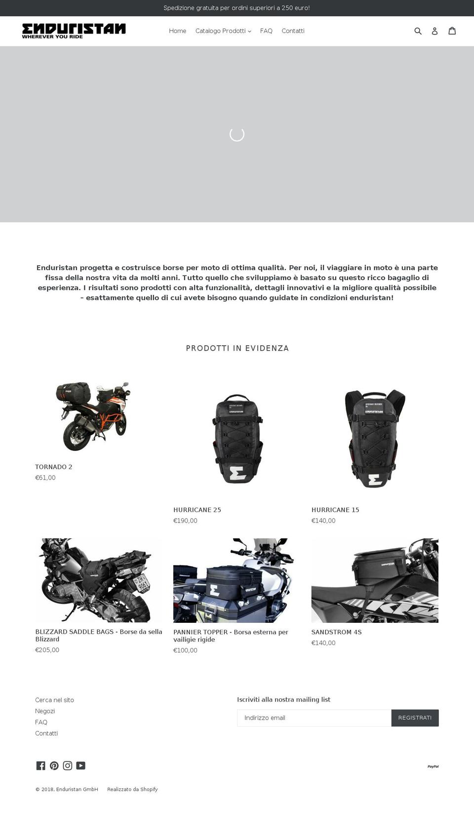 enduristan.it shopify website screenshot