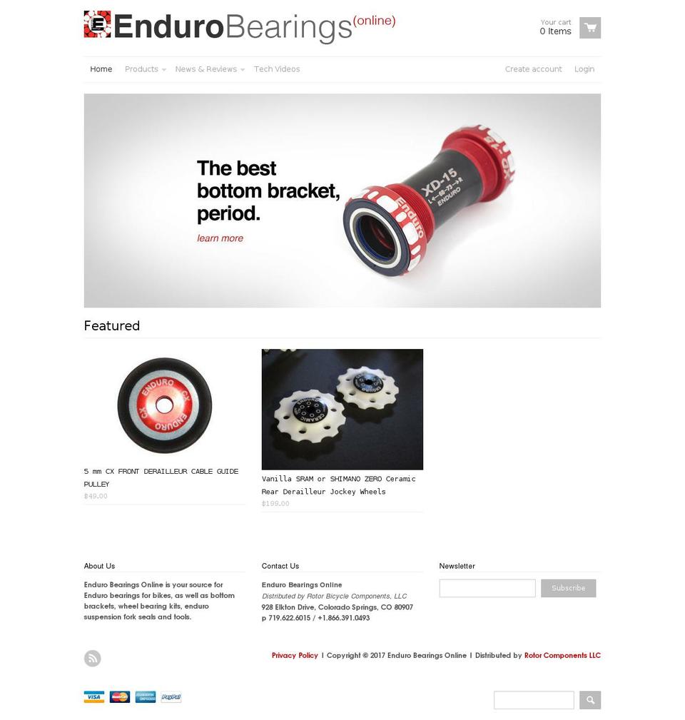 endurobearingsonline.com shopify website screenshot