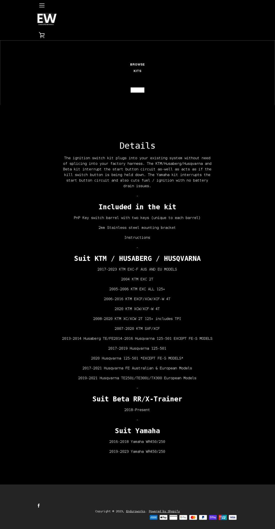 enduroworks.com shopify website screenshot