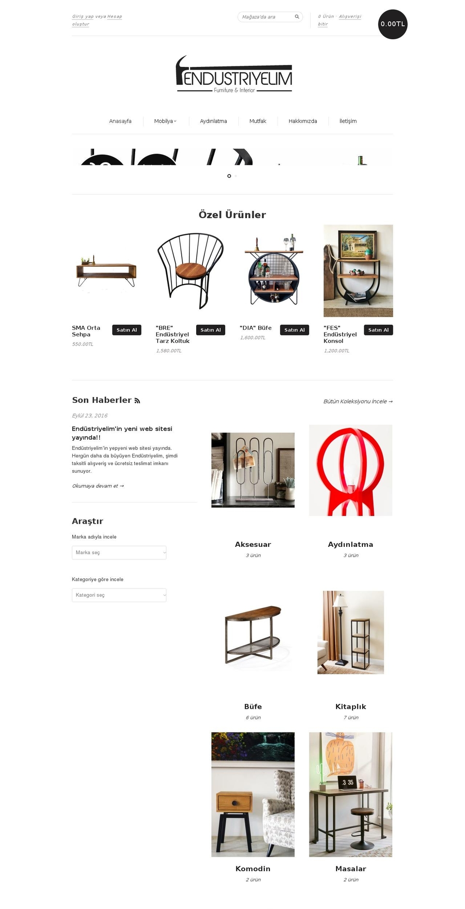 endustriyelim.com shopify website screenshot