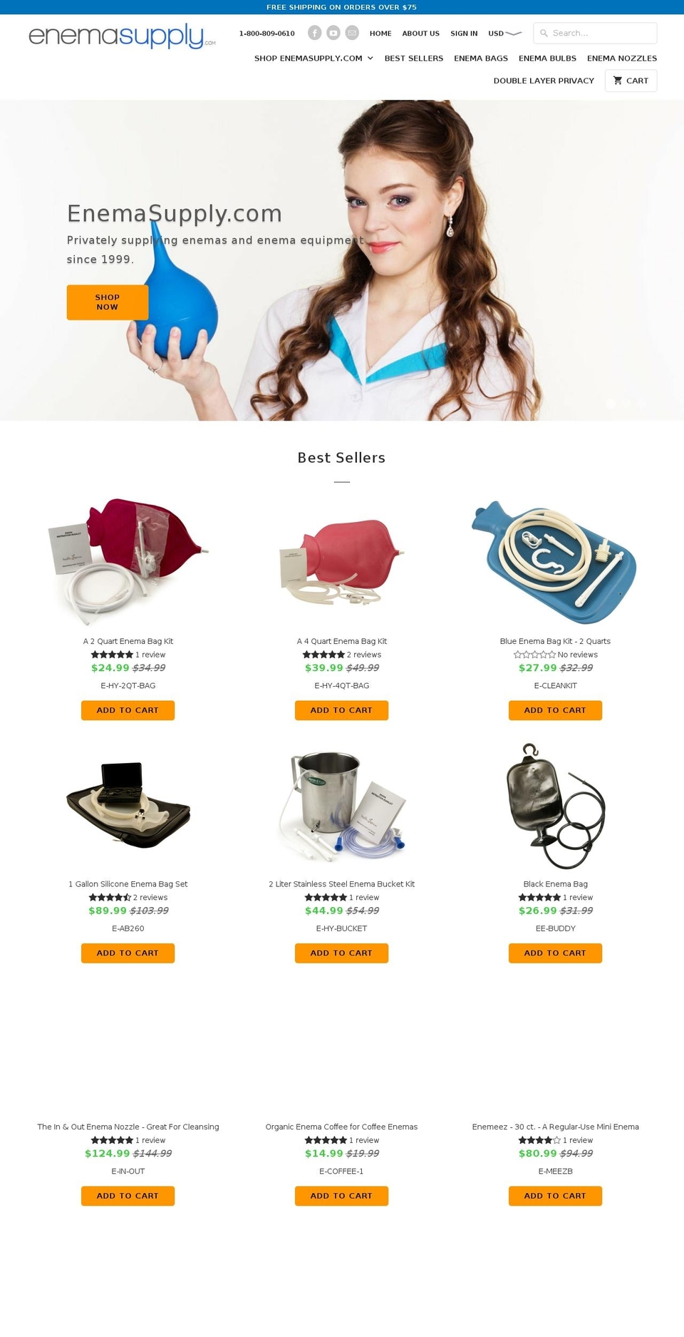 enemasupplies.com — Shopify storefront screenshot