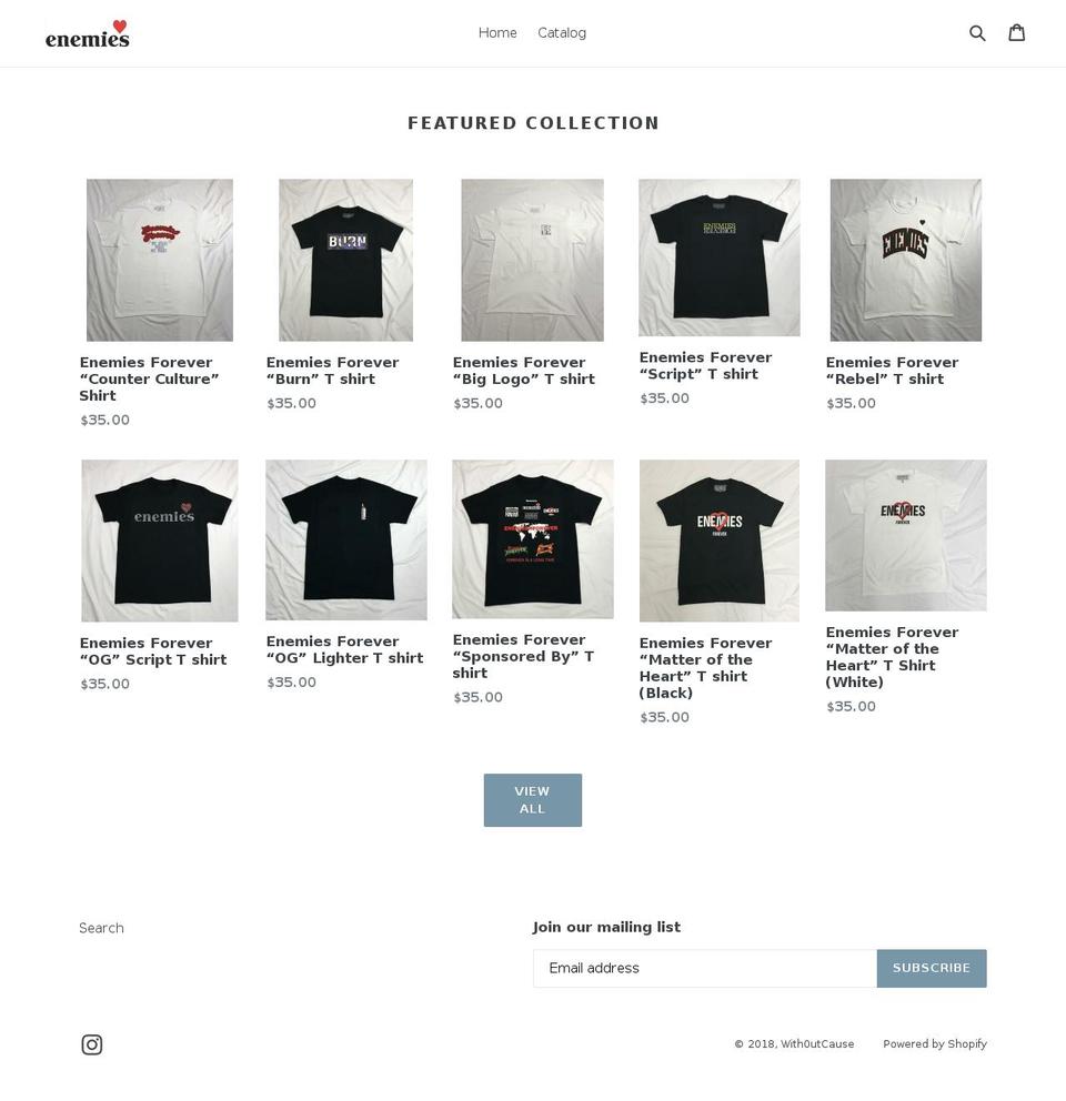 enemiesforever.com shopify website screenshot