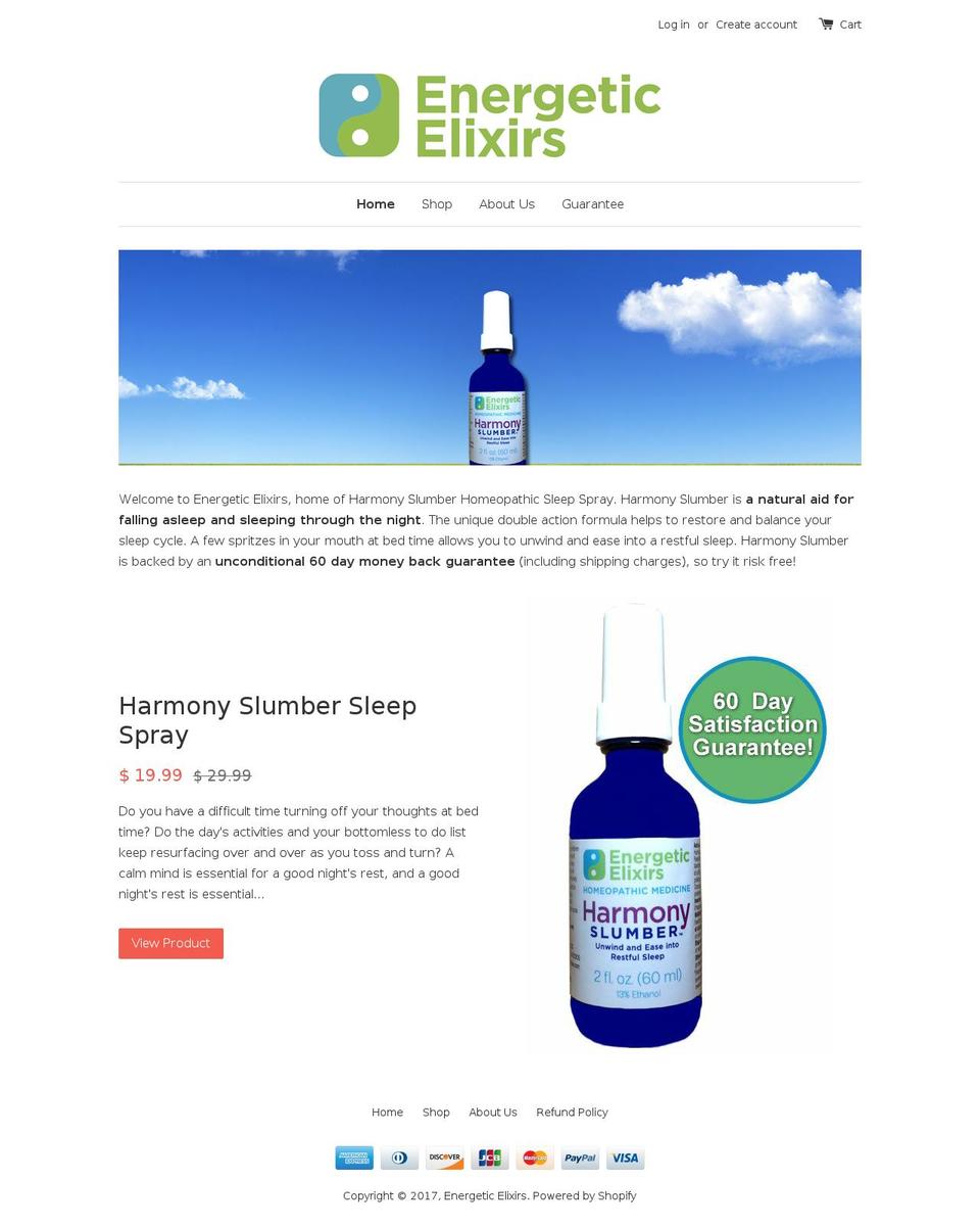energeticelixirs.com shopify website screenshot