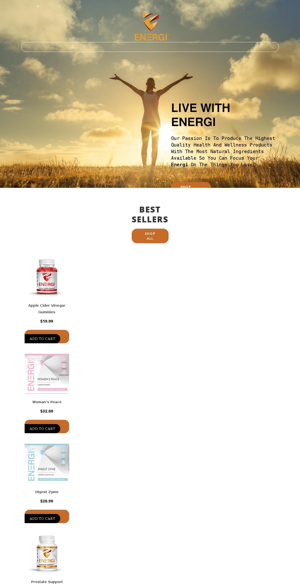 energinut.com shopify website screenshot