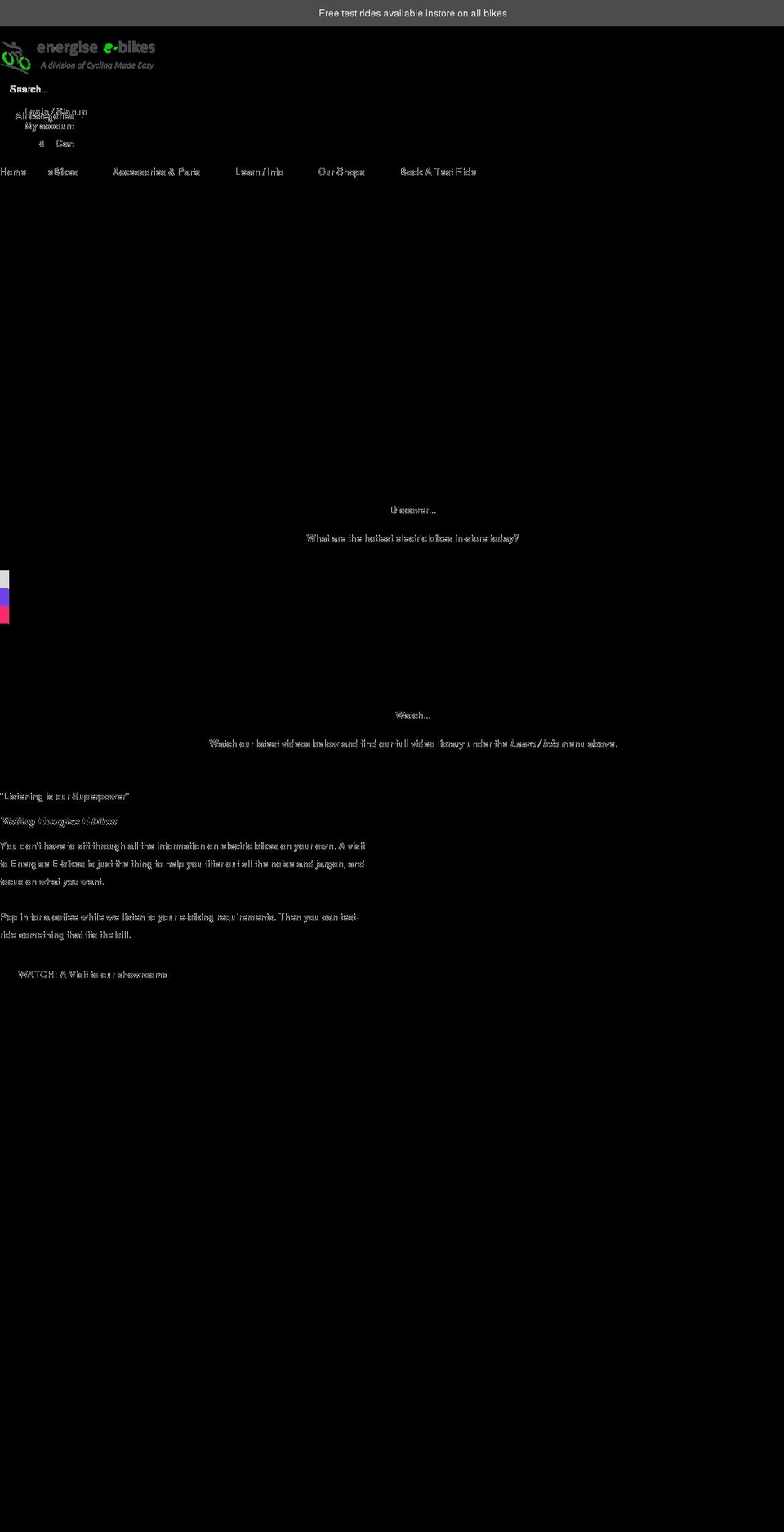 energiseebikes.co.uk shopify website screenshot