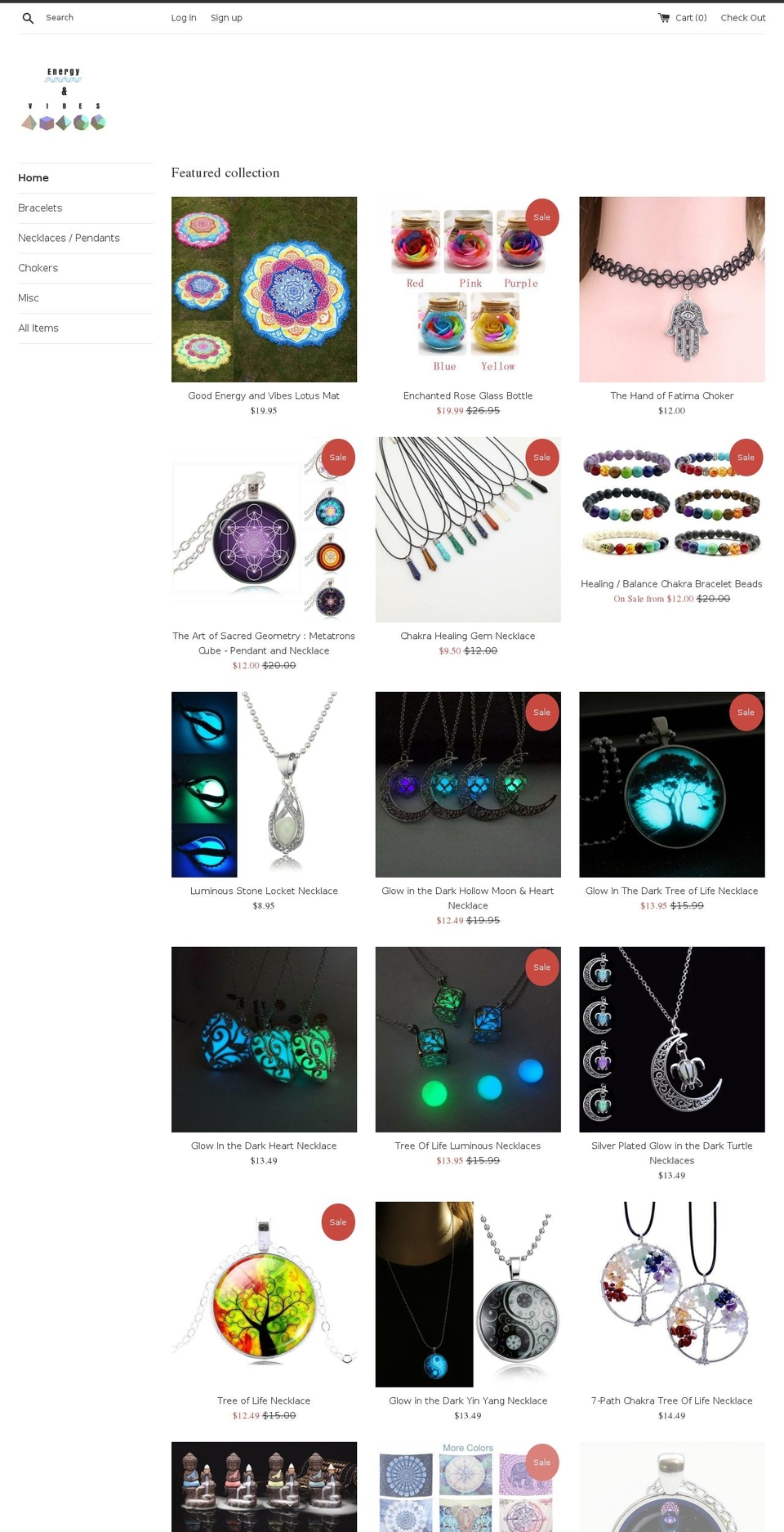 energyandvibes.com — Shopify storefront screenshot