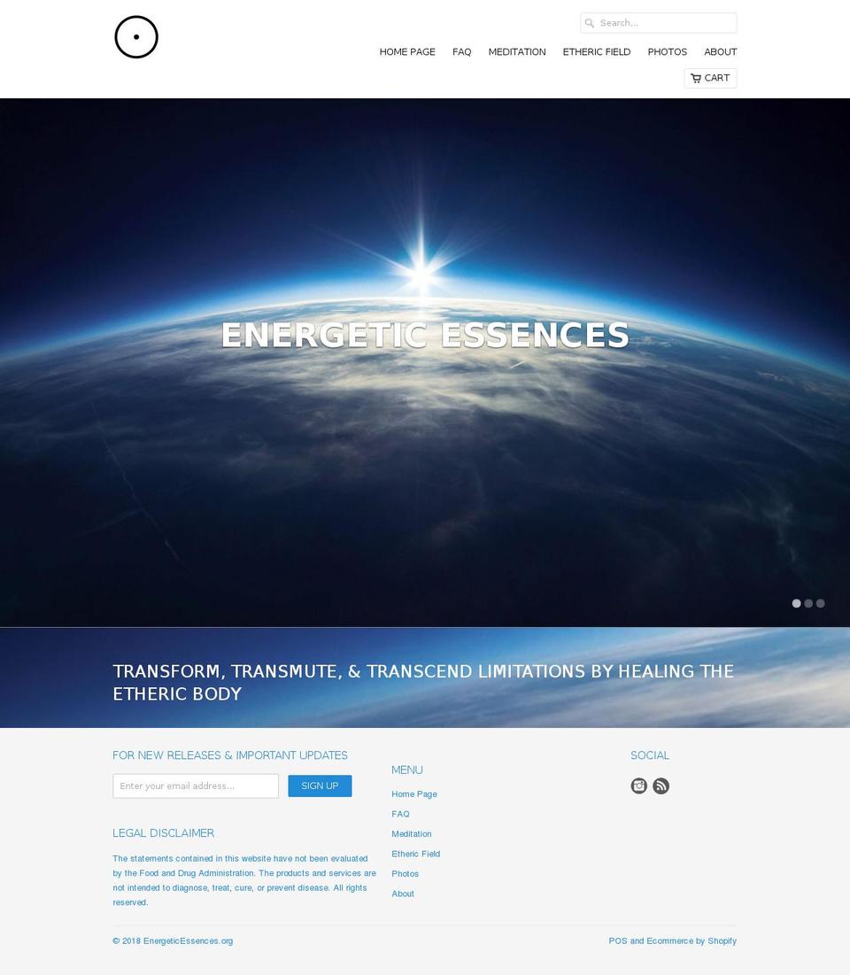 energyessences.org shopify website screenshot