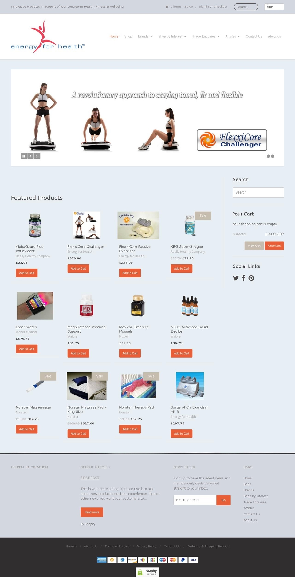 energyforhealth.co.uk shopify website screenshot