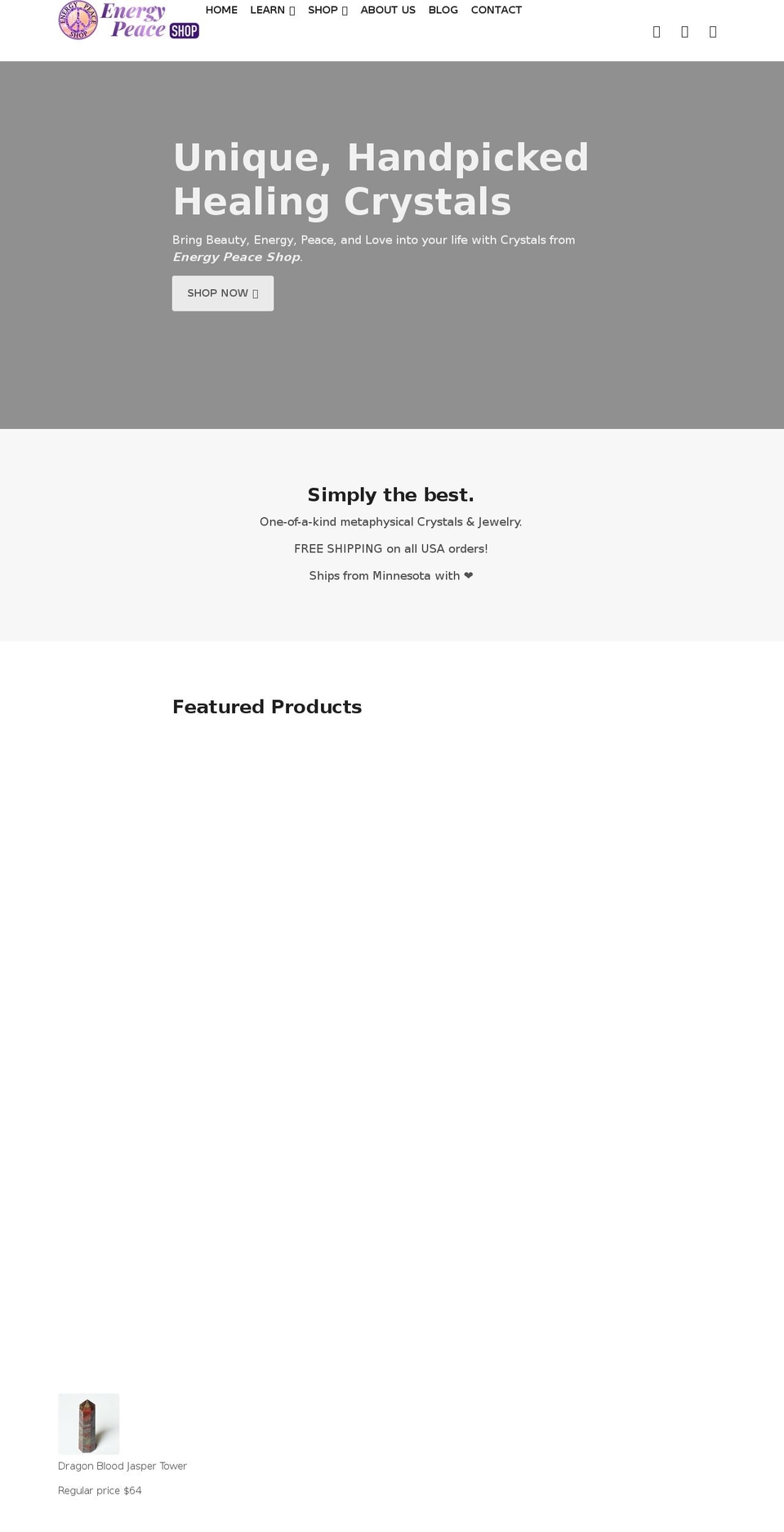 energypeaceshop.com shopify website screenshot