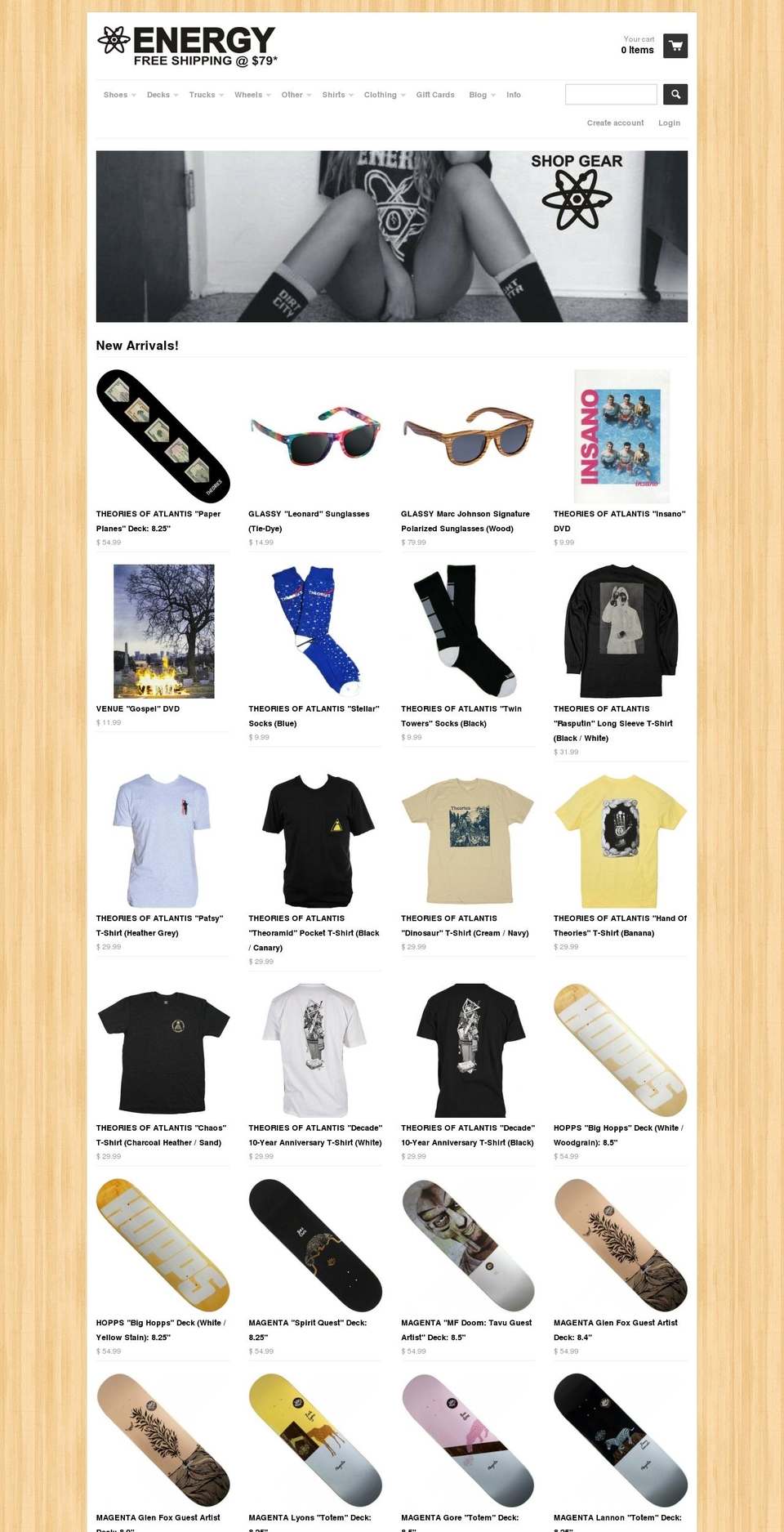 energyskateshop.com shopify website screenshot