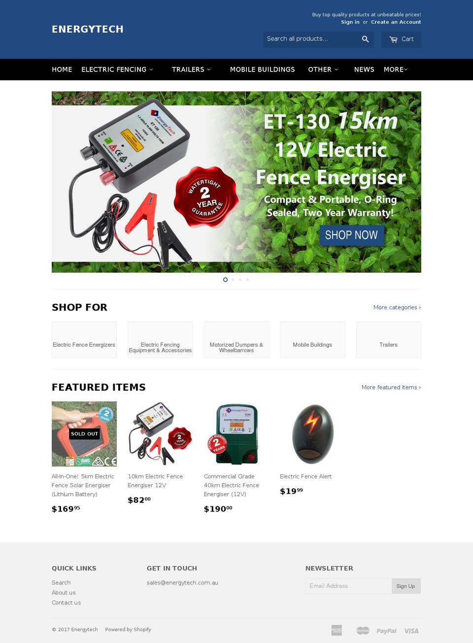 energytech.com.au shopify website screenshot