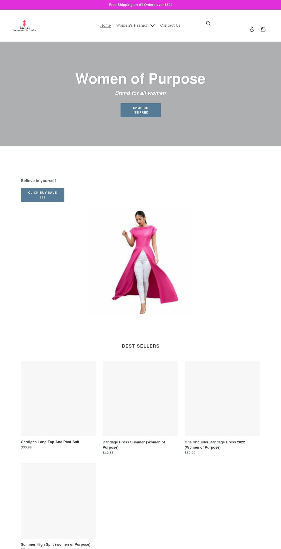 enestasfashion.com shopify website screenshot
