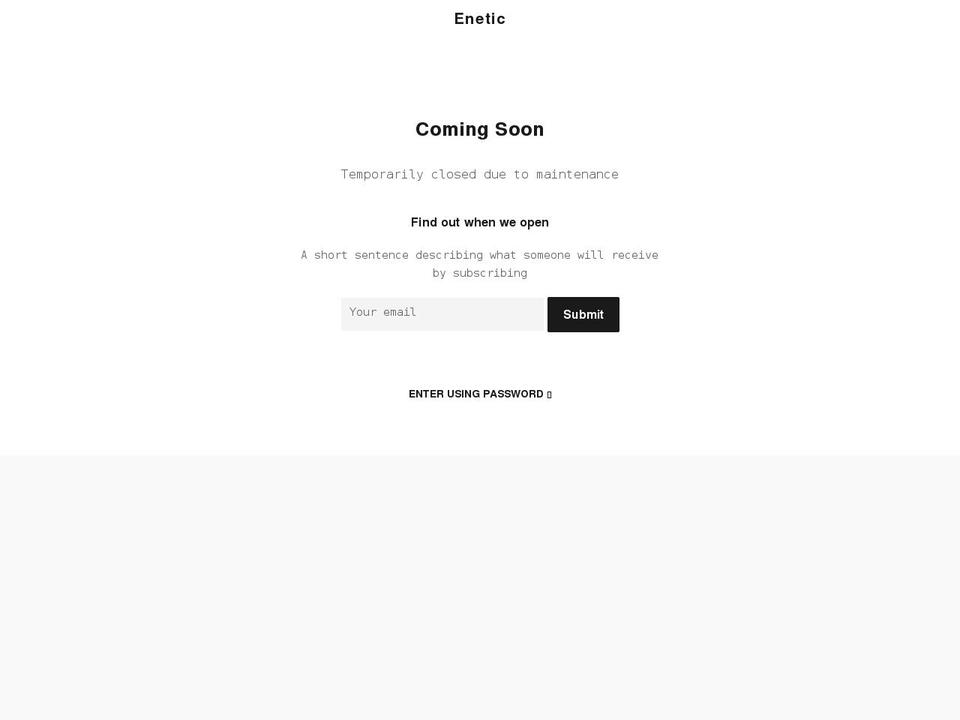 enetic.myshopify.com shopify website screenshot