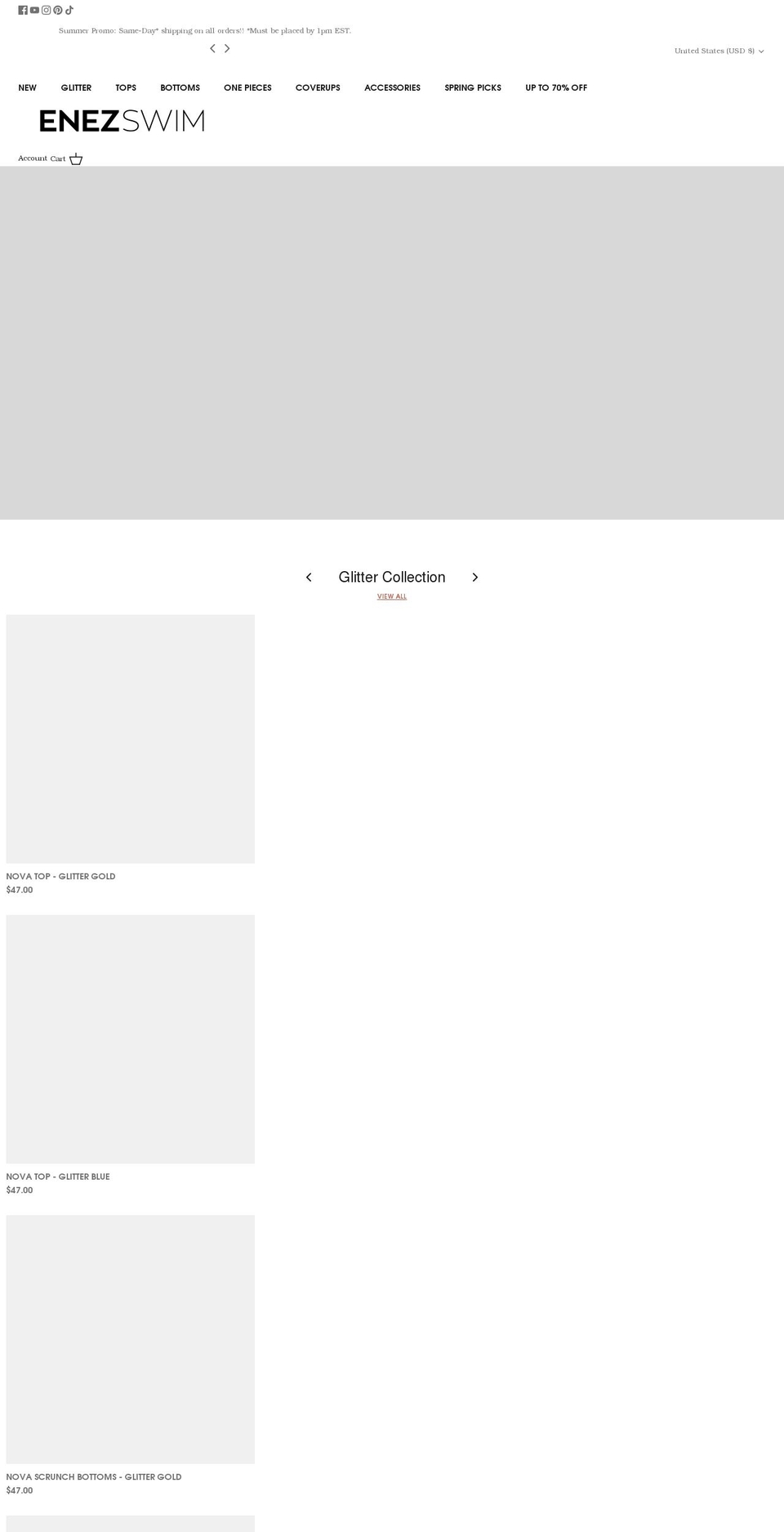 enezswim.com — Shopify storefront screenshot