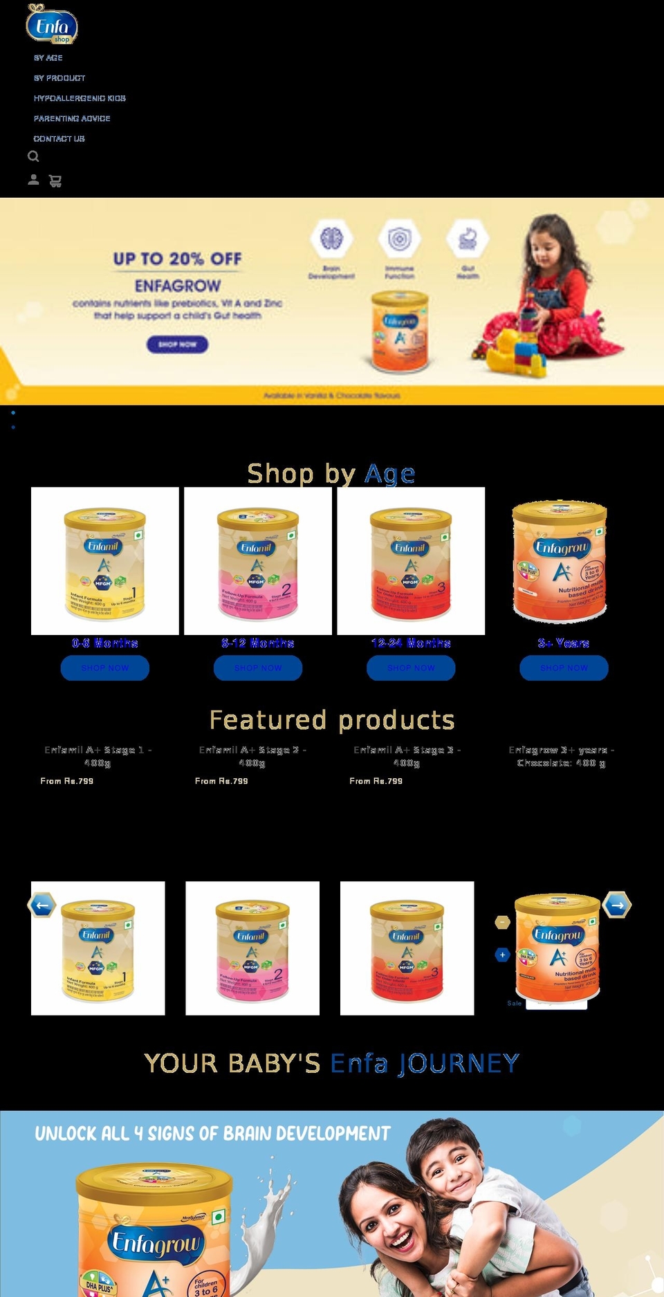 enfashop.in shopify website screenshot